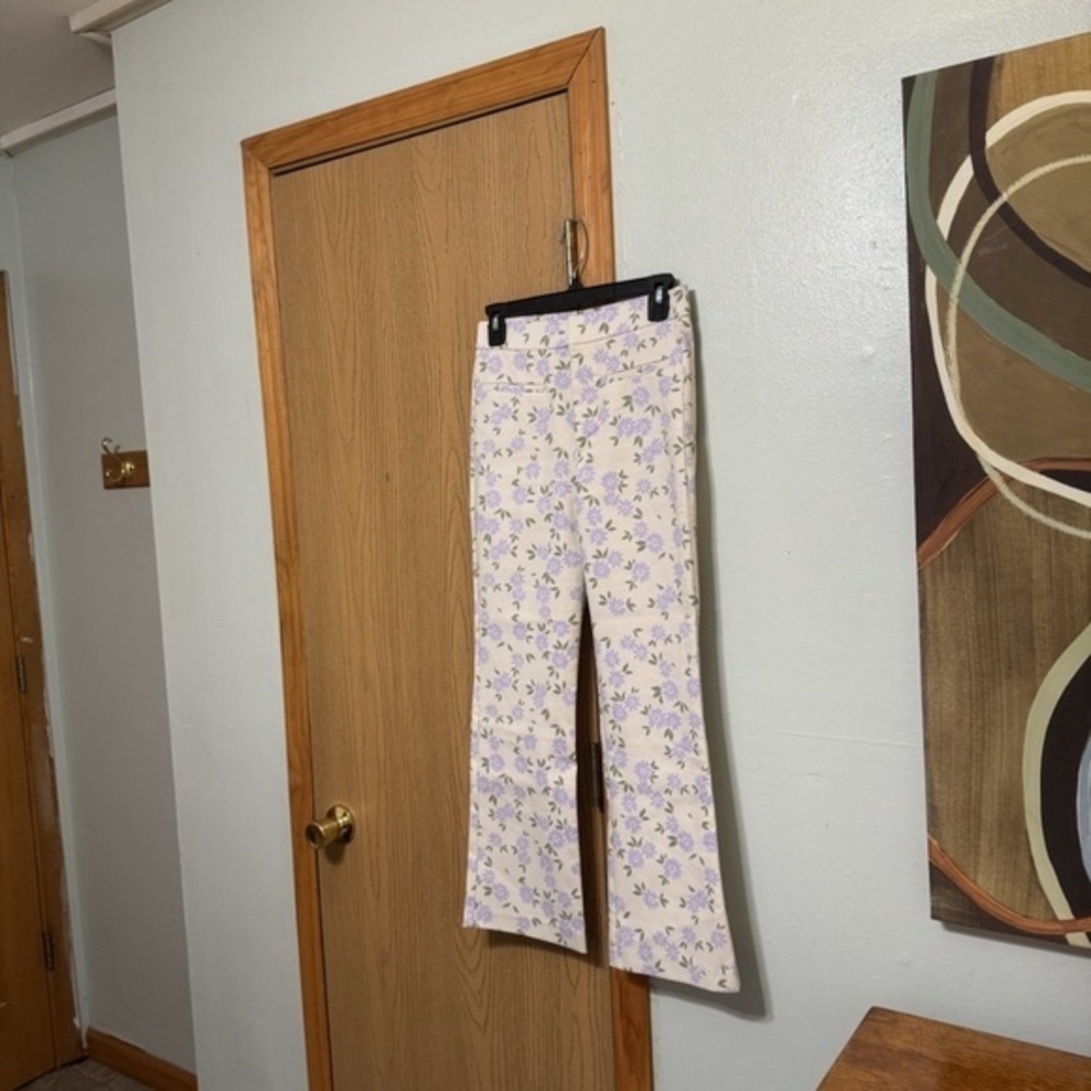 Zara Small Multi-Color w/Floral Print Flare Leg Trouser Pants w/26" Inseam - EUC